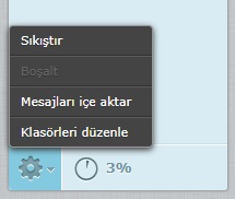 Webmail çöp kutusu ve klasör ayarlarını gösteren ekran görüntüsü
